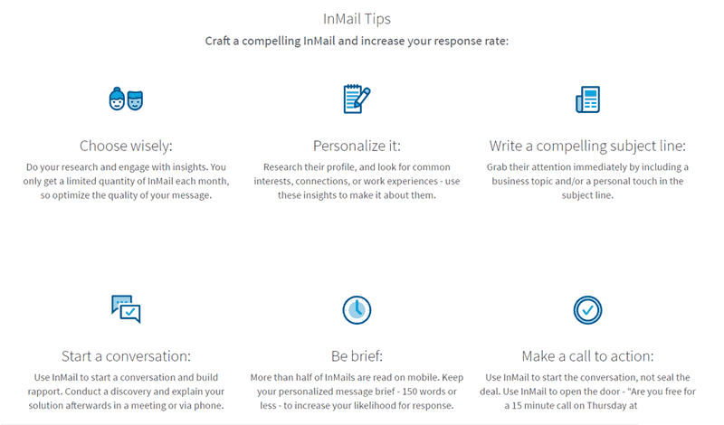 Considere usar a solução de InMail do Linkedin