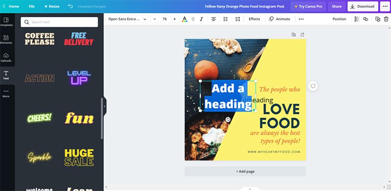 Canva Text Add