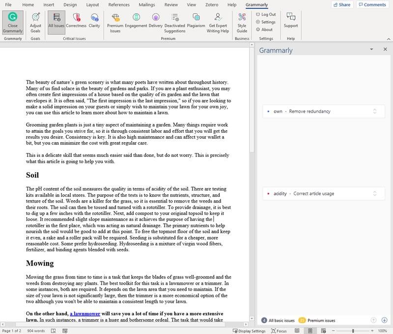 Editor grammaticale di Microsoft Word